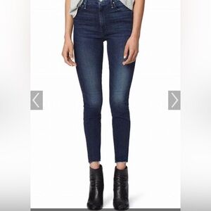 MOTHER Looker ankle jean, fitted leg with frayed ankle